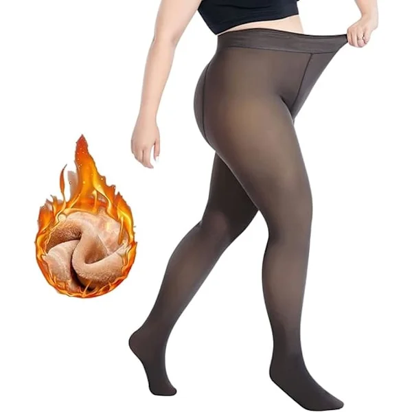 Fleeceforede strømpebukser Dame Plus Size Gennemsigtig Fleece Strømpebukser Vinter Varm Skir Tight Dame Leggings Termisk Fake Gennemsigtige Tights