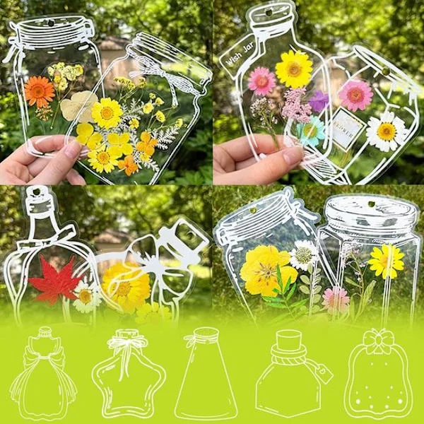 100 kappaletta - läpinäkyvät kuivakukka-kirjanmerkit käsintehdyt DIY-kirjanmerkit - kuivakukat eivät sisälly - hauska läpinäkyvä kirjanmerkkisetti - 