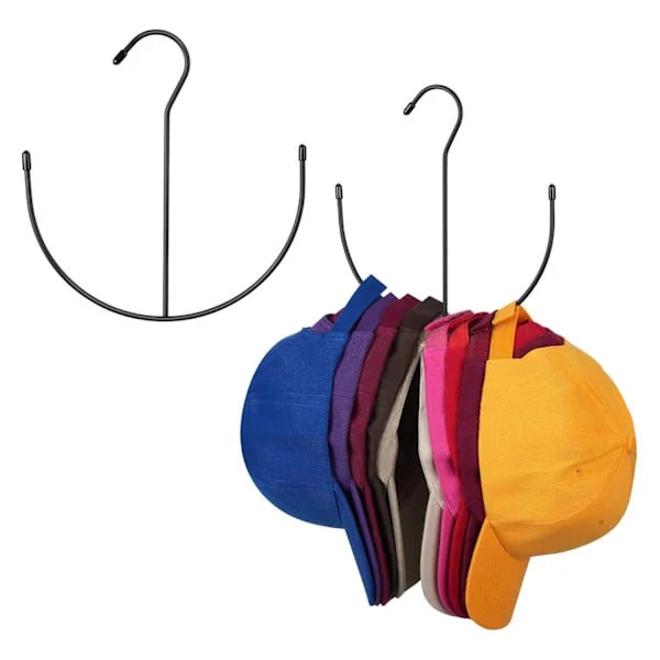 2-pakks hatthengere for skap, metall hattorganisator hatthylle for 20 baseballcaps, hattholder capsoppbevaring, svart