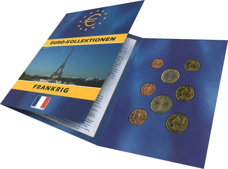 Frankrig - Euro møntsæt i folder - Dansk