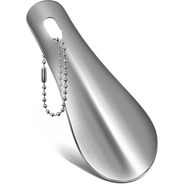 Mini Skohorn i Metall - 10,3 cm Skohorn i Metall Litet Kort, Reseskohorn Lätt att Bära med Kedja för Män Kvinnor