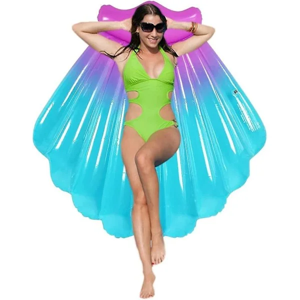 Shell Pool Float för Vuxen, Vuxen Flotte, Uppblåsbar Havsborstling Pool Float Röd Strand Lounger Luftmadrass Vuxen Simring Vatten Sommarfest Leksaker 