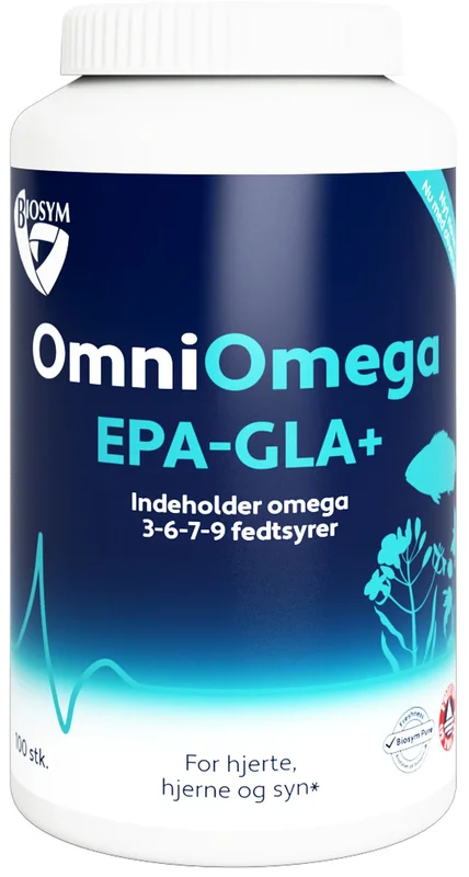 Spar 25% • Køb 2, Biosym OmniOmega EPA-GLA+ 100 kaps., Helse & Madvarer, Kosttilskud, Fiskeolie & Omega 3