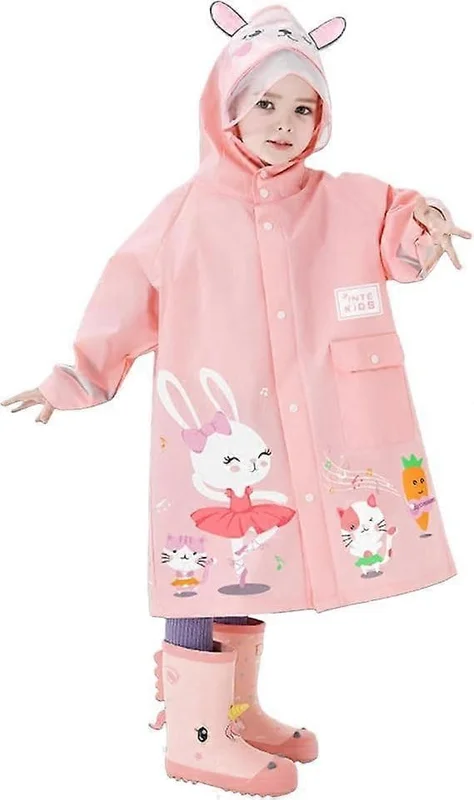 Regnkappa med huva för barn, vattentät poncho, unisex, pölkostym, djurmönster, unisex regnkläder, lång jacka, kappa