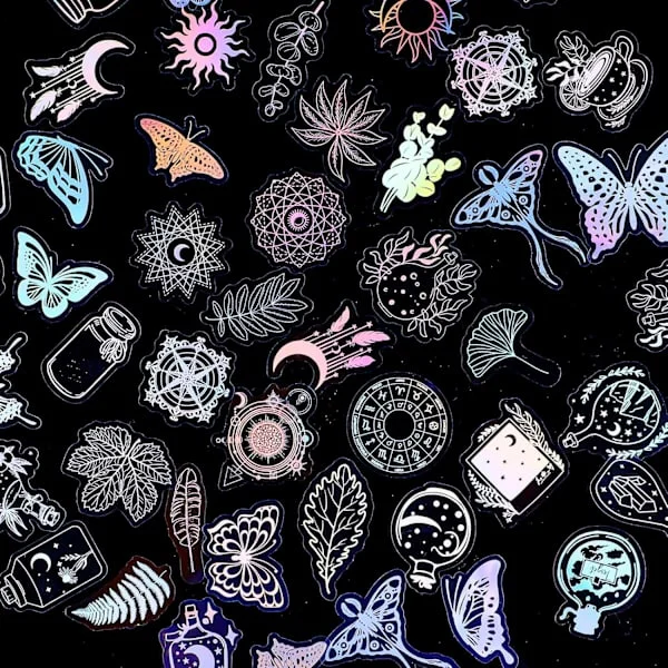 200 st Holografiska klistermärken, Stora holografiska glitter PET självhäftande dekaler
