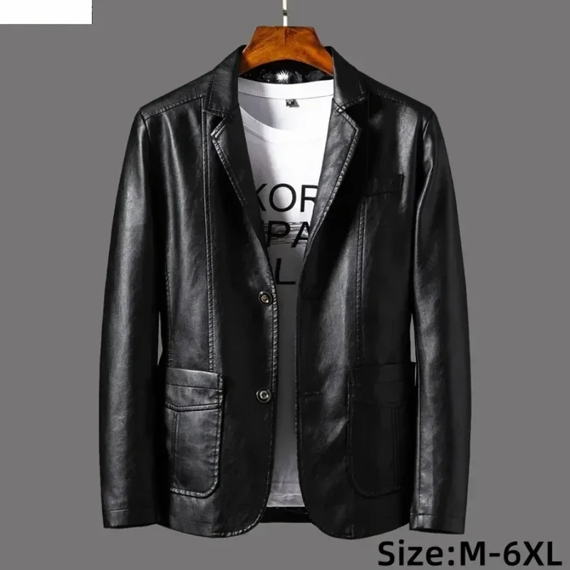 AliExpress - Nouvelle veste en cuir pour hommes d'affaires décontracté revers en cuir PU Blazers mode solide mince Style coréen manteau en cuir grande