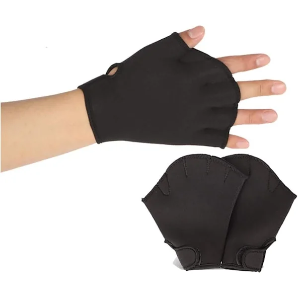 Handskar 1 par simning simhudar handskar vattenmotstånd tränings paddlar vuxen justerbar dykning hand surfing sport hand fenor simmare elastisk anka(M
