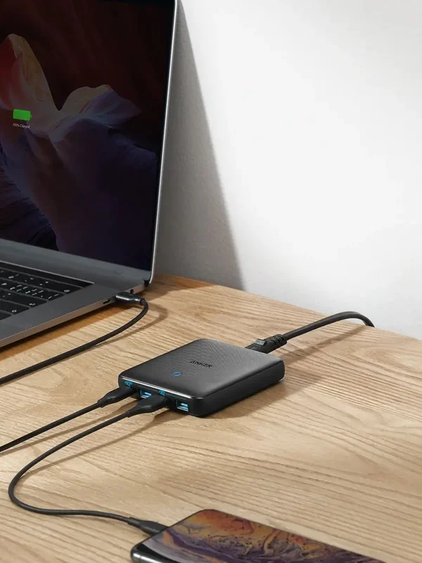 AliExpress - Anker PowerPort Atom III Slim Chargeur USB-C, 65 W 4 Ports PIQ 3.0 & GaN, Alimentation avec entrée USB-C 45 W pour MacBook, Ordinateurs 