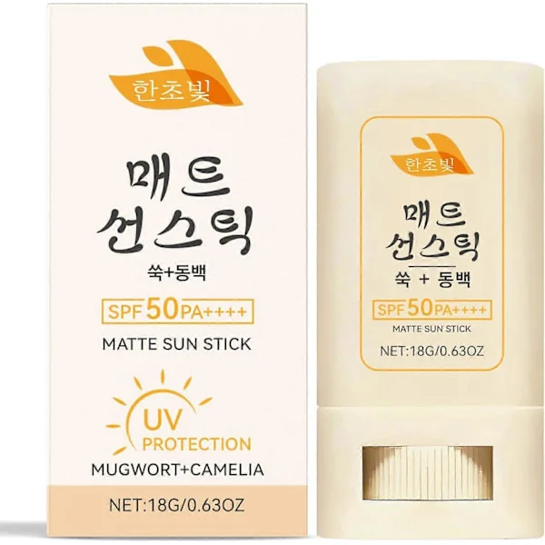Matt Solskyddsstift SPF 50 PA++++, Koreansk Solskydd SPF 50 för Ansikte & Kropp, Återfuktande Vattentät Solkräm, UV-skydd Solskyddsstift för Alla
