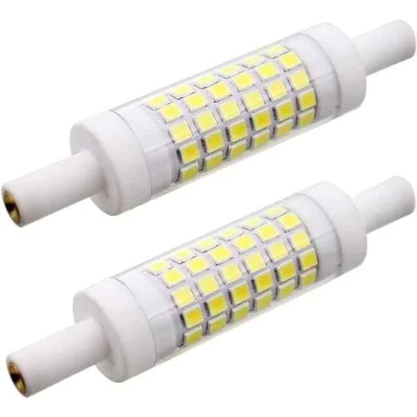 2 LED-lampor R7S 78 mm 5W 15 x 78 mm, Kallvit 6000K, 220V