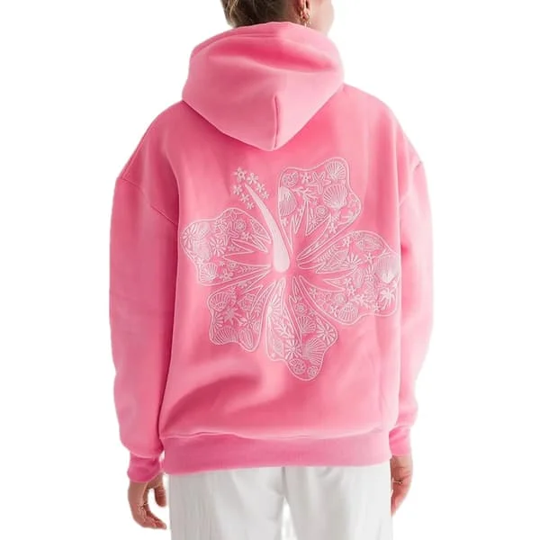 Hot 2025 Palm Puff Oversized Hettegensere for Kvinner, Tenåringsjenter Preppy Genser Langermet Y2K Grafisk T-skjorte med Lommer Rose Rød