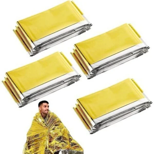 Vattentät överlevnadsfilt x4, bärbar och varm överlevnadsfilt för vandring och camping utomhus, 160 x 210 cm (LGL)