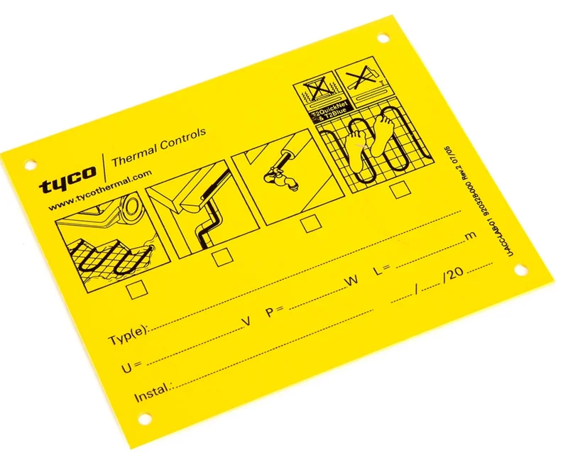 RAYCHEM 920328-000 Tilbehørsskilt for varmekabel, gul, Varme