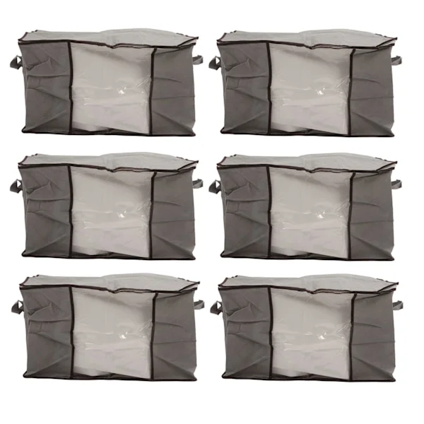 6 Pcs Quilt Storage Bag Large Felt Storage Containers Foldable Non-woven Fabrics Clothes Storage Organizer for Daily Moving Travel Grey