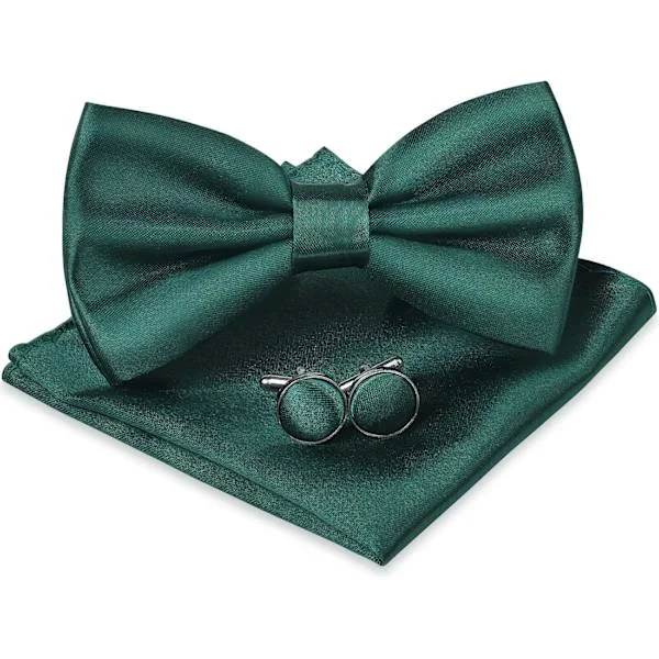 Herrfluga, Klassisk enfärgad fluga för män, Satin Tux-fluga, Justerbar formell fluga för fest, bröllop 3 st - MÖRKGRÖN