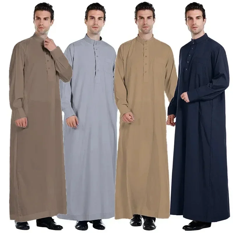 AliExpress - Hommes Dishdasha musulman à manches longues robe Daffah Thobe Jubba saoudien arabe Thoub caftan vêtements islamiques Robes Abaya dubaï 