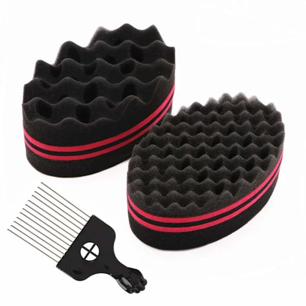 Magic Curl Svamp Twist Svamp Dubbelsidig Hårborste Svamp Hår Svamp Twist Curl Svamp Magisk Hårflätare Spiraler Dreadlock Curl Borste 2 delar