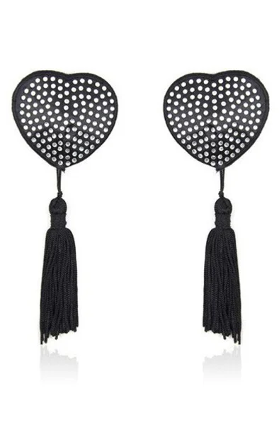TOYZ4LOVERS Heart Shine Nipples Tassels Black Nipple covers - Blushme.se