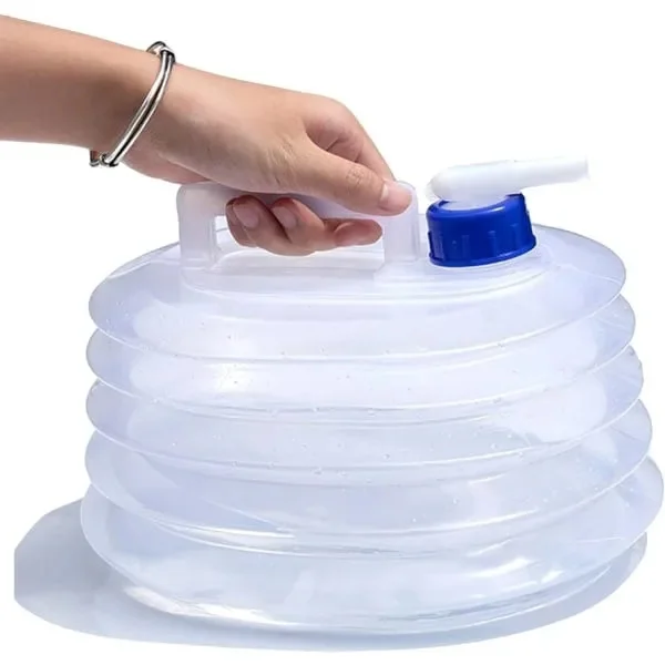 3-pakning - 5L Sammenleggbar Vanndunk med Kran - Vannbeholder Transparent 3-pakning