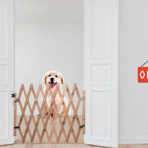 Adjustable Foldable Wooden Dog Gate, Indoor Door Gate, Stair Gate, Pet and Puppy Safety Gate