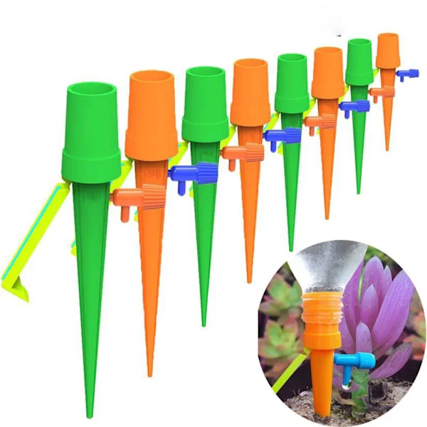 Automatiskt bevattningsset - 8 delar (längd ca 15,6 cm) - Justerbart bevattningssystem med långsam frisättning och kontrollventil för krukväxter