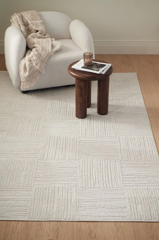&Home - Teppe Daisy Check - Hvit - Glattvevde tepper - 200X290 - Fra Homeroom