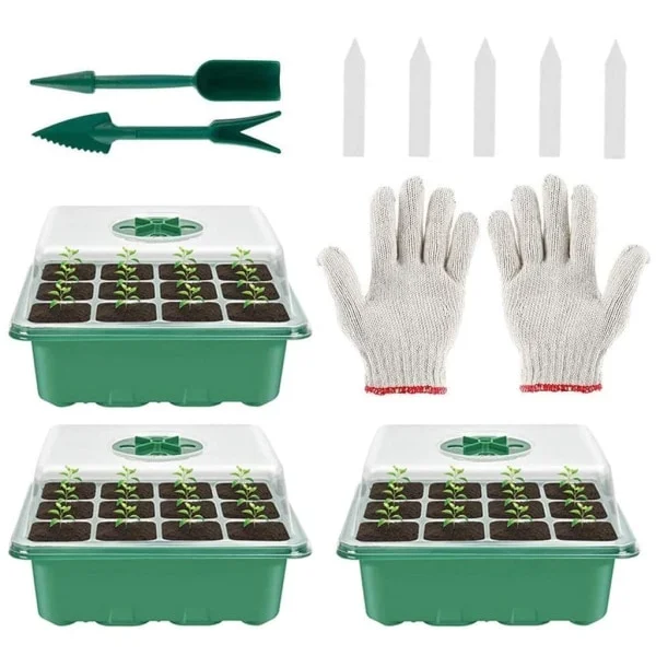 Mini Drivhus for Planter Innendørsbrett Mini Drivhus for Planter Spirebrett Planteskole Dyrkekasse Holdbar - Med 2 Verktøy, 5 Etiketter, 1 Hanske-maks