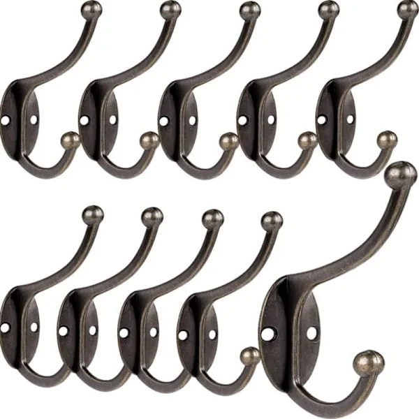 Retro Coat Hooks Vintage Wall Mounted Coat Rack Metal Door Hooks for Bathroom Kitchen Bedroom Entryway 10 Pieces Bronze