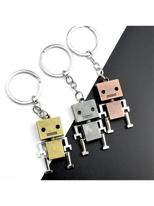 AliExpress - Robots mobiles créatifs rétro en métal Mini forme carrée Robot porte-clés pour hommes Punk sac à dos voiture porte-clés accessoires Cool 