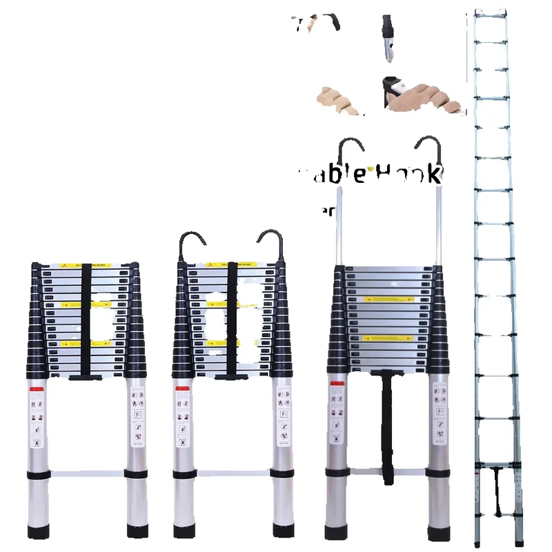 AliExpress - 6,2M Teleskopleiter mit Haken, 20,3FT Faltbare Aluminium-Teleskopleiter, Klappleiter, Ausziehleiter, Dachbodenleiter