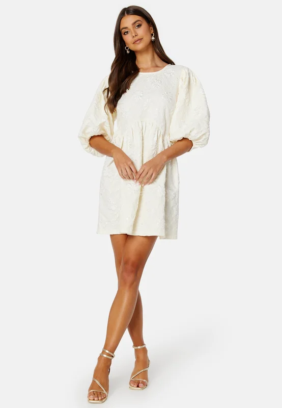 BUBBLEROOM - Summer Luxe Puff Mini Dress - Light yellow