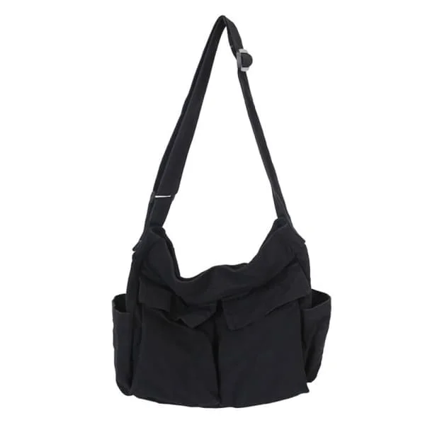 Messenger Bag for School Vintage Black Canvas Women's Bag