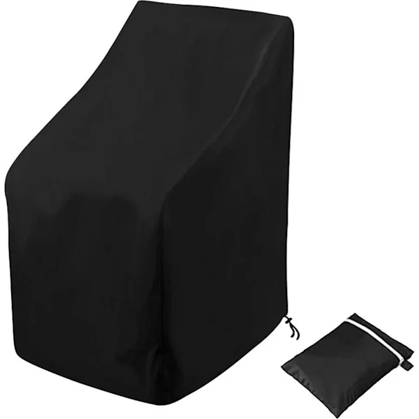 Waterproof Garden Chair Cover - 210D Oxford Fabric - 89x89x120/89 cm - Black - For Stackable Chairs - Durable