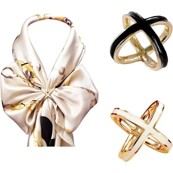2 scarf rings for women's scarves, silk scarves, T-shirts, gold/silver