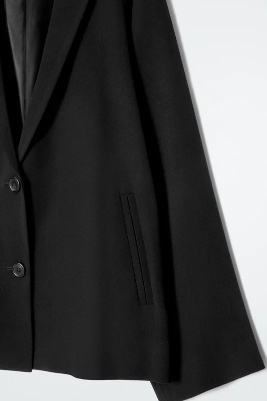 COS Femme Blazer Droit Oversize En Tissu Fluide in Noir