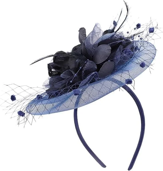 Fascinatorer for damer, Pillbox-hatt, Damehatt med blomster, Bowler-hatt med fjær, Brudehatt, Cocktailhatt, Hårklips, Festhatt, Hårtilbehør med hår (