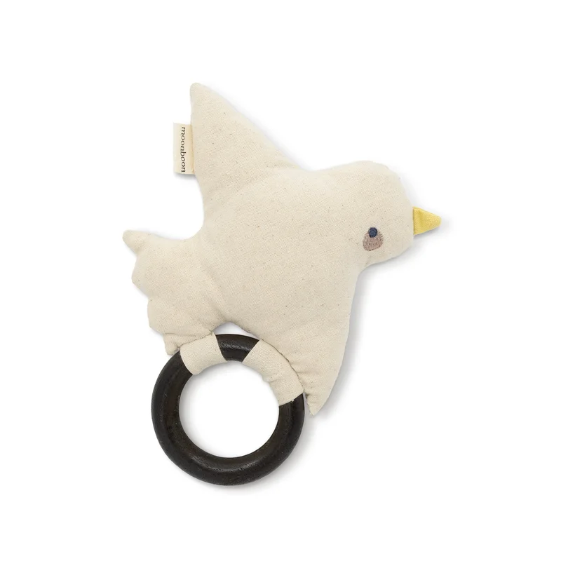 Baby rattle with a Soft, Cute Little Bird & Smooth Wooden Ring