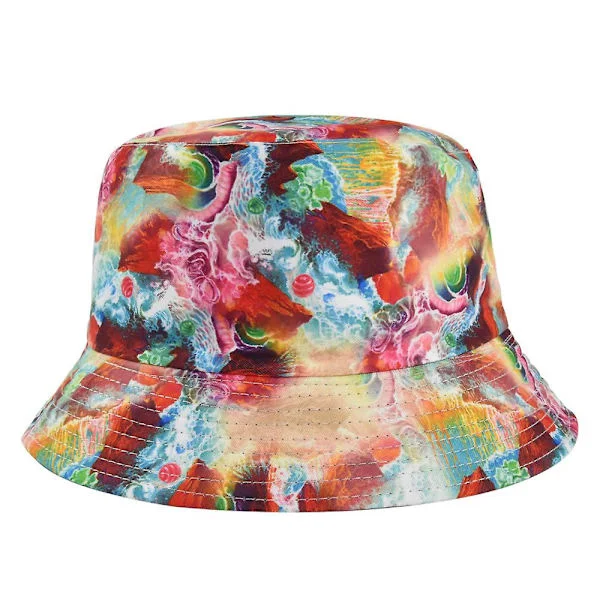 Ny Graffiti Pot Hat Sommer Fisker Hat Personlighed Tie Dye Pot Hat Fiskeri Solskygge Hat Mænd Og Kvinder Udendørs Eventyr Hat