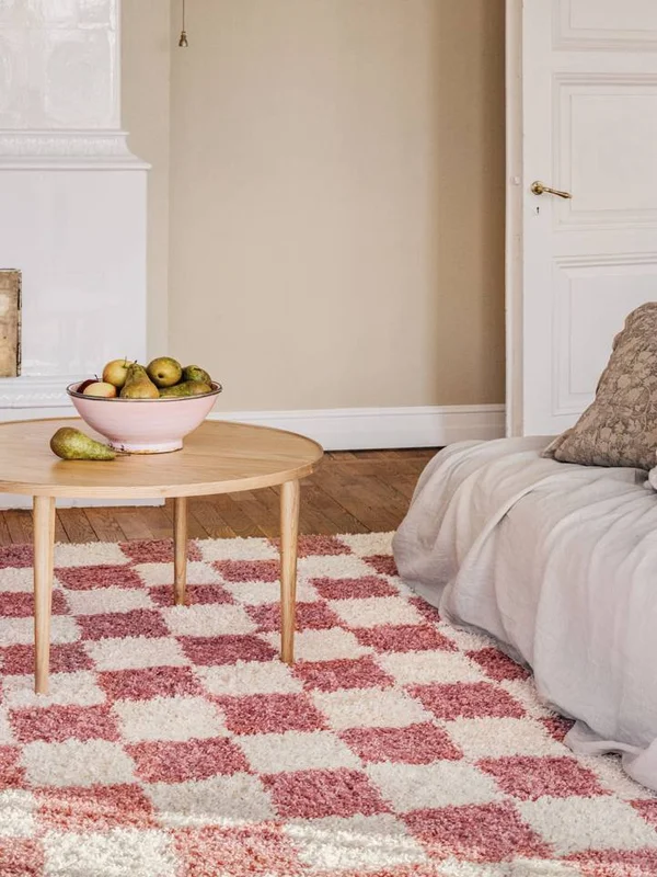 Chessie 100X160 Liten Rosa/Off White Rutig Matta