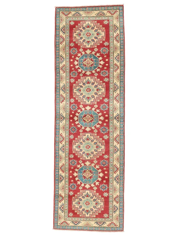 Oriental Kazak Rug 82X266 Runner Brown/Dark Red Wool