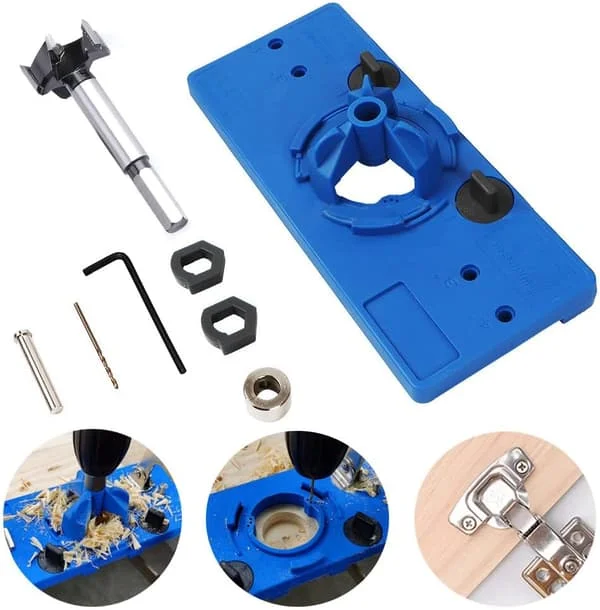 35mm Hidden Hinge Jig Kit for Door Hinges, Woodworking Tool, Hinge Hole Drilling Template, Woodworking Tool for Cabinet Door Hinges