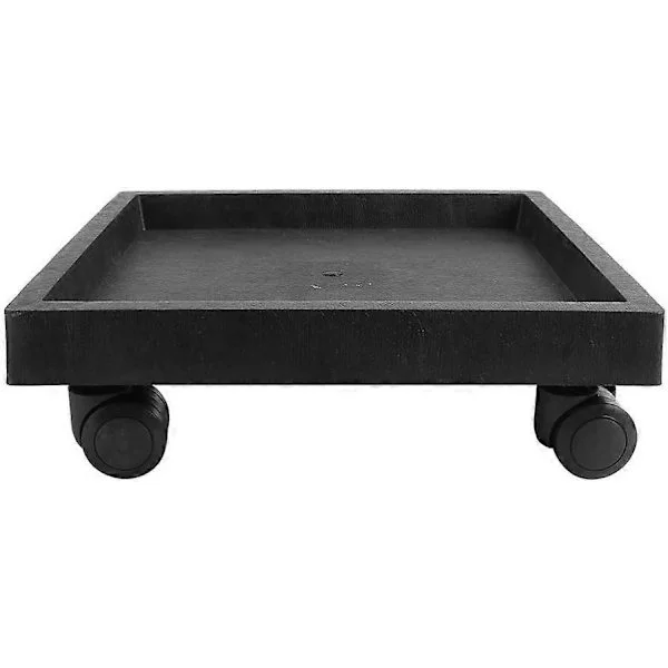Plant Saucer Square Shape Flower Pot Tray on Wheels, Planter Caddy for Garden Indoor Outdoor 36 * 36 * 10cm Black