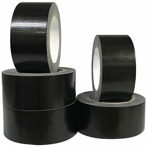 5-pak Sort Lærredstape 220 Micron x 50 mm x 20 m, Sort Gaffatape, Amerikansk Forseglingstape, Kraftig Gaffa Tape, Bred Sort Kraftig Tape