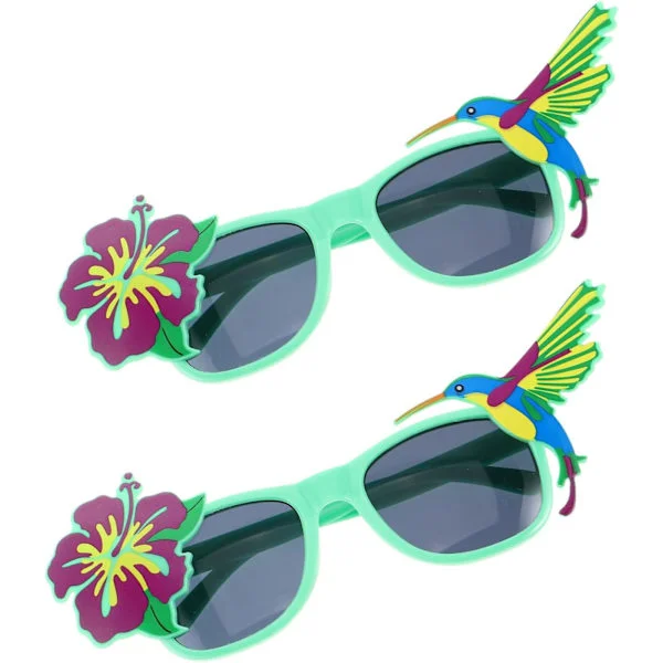 Sjove lette Hawaii-fest solbriller i plastik med tropisk design til sommer til gruppebilleder og grøn -