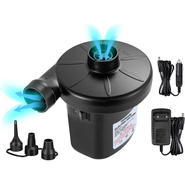 Elektrisk luft pumpe oppustelig pumpe, oppustelig pumpe med 3 dyser, AC 220V/DC 12V elektrisk padle svømmepølse padle pumpe