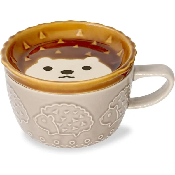 Søt Pinnsvinkopp med Lokk, Dyr Kaffe Te Kopp Fat Sett, Gaver til Bursdag Eksamen Valentinsdag Morsdag Påske Jul