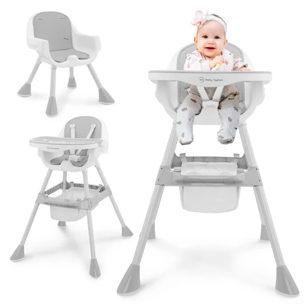 Moby-System Magnolia 2-in-1 säädettävä syöttötuoli - harmaa