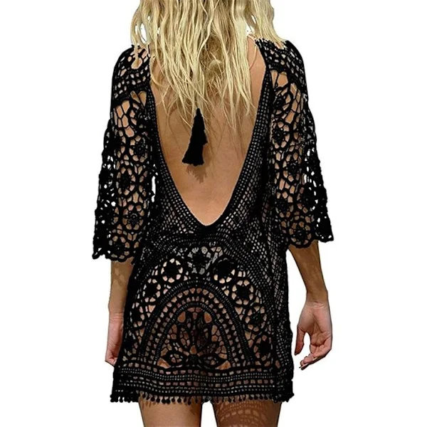 Strikket strandkjole til kvinder, bikini-cover-up, sommer strand-cover-up, bikini-bluse