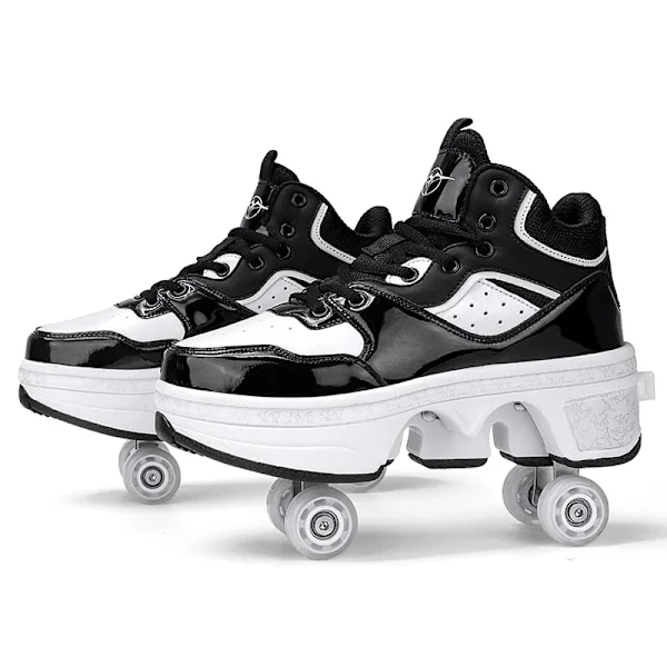 Unisex Youth Deformation Skating Shoes Four Wheels Rounds Of Roller Skate Shoes Casual Sneakers Deform Roller Shoes multi