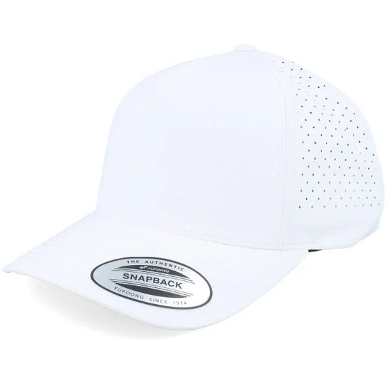 Yupoong - White Caps - Perforated White A-frame Adjustable @ Hatstore